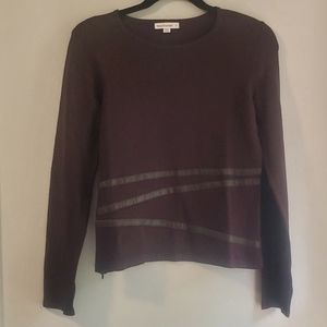 New Frontier long sleeve top with leather detail women's size m